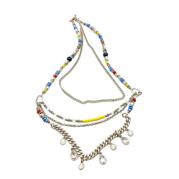 Multi Layered Silver Tone Necklace from Premier Designs with Colorful Beads - Picture 3 of 3